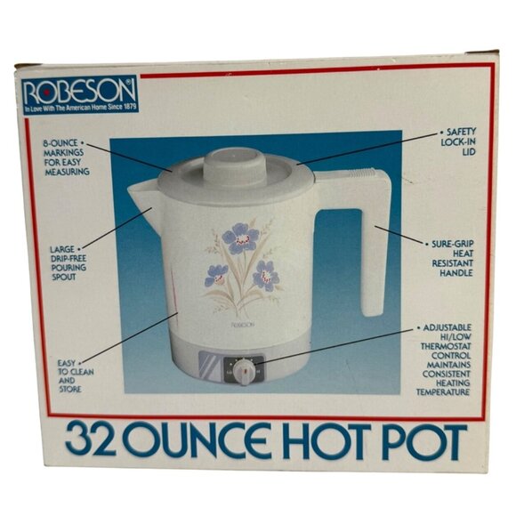 Robeson 32 Ounce Electric Hot Pot Adjustable Thermostat For Beverages Foods Gift - Picture 2 of 10